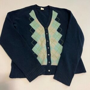 J. Crew wool blue button down argyle sweater M